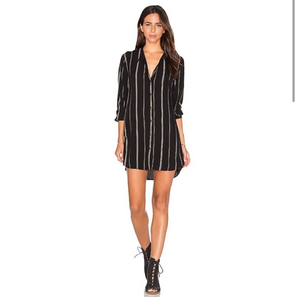 Rails Medium Black, Cream Stephanie Striped Shirt Dress - Picture 3 of 15